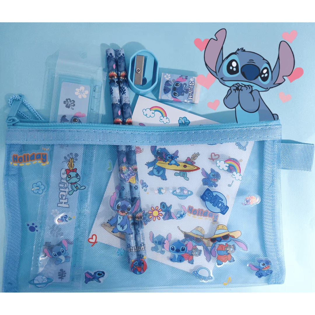 Kit Papelaria 7 Peças do Stitch