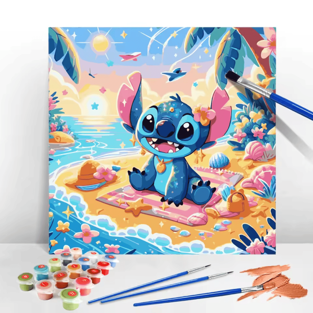 Kit Pintura Numerada Stitch Praia