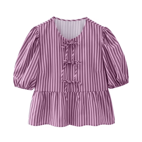 Blusa Feminina Bata com Amarração Manga Curta Luna