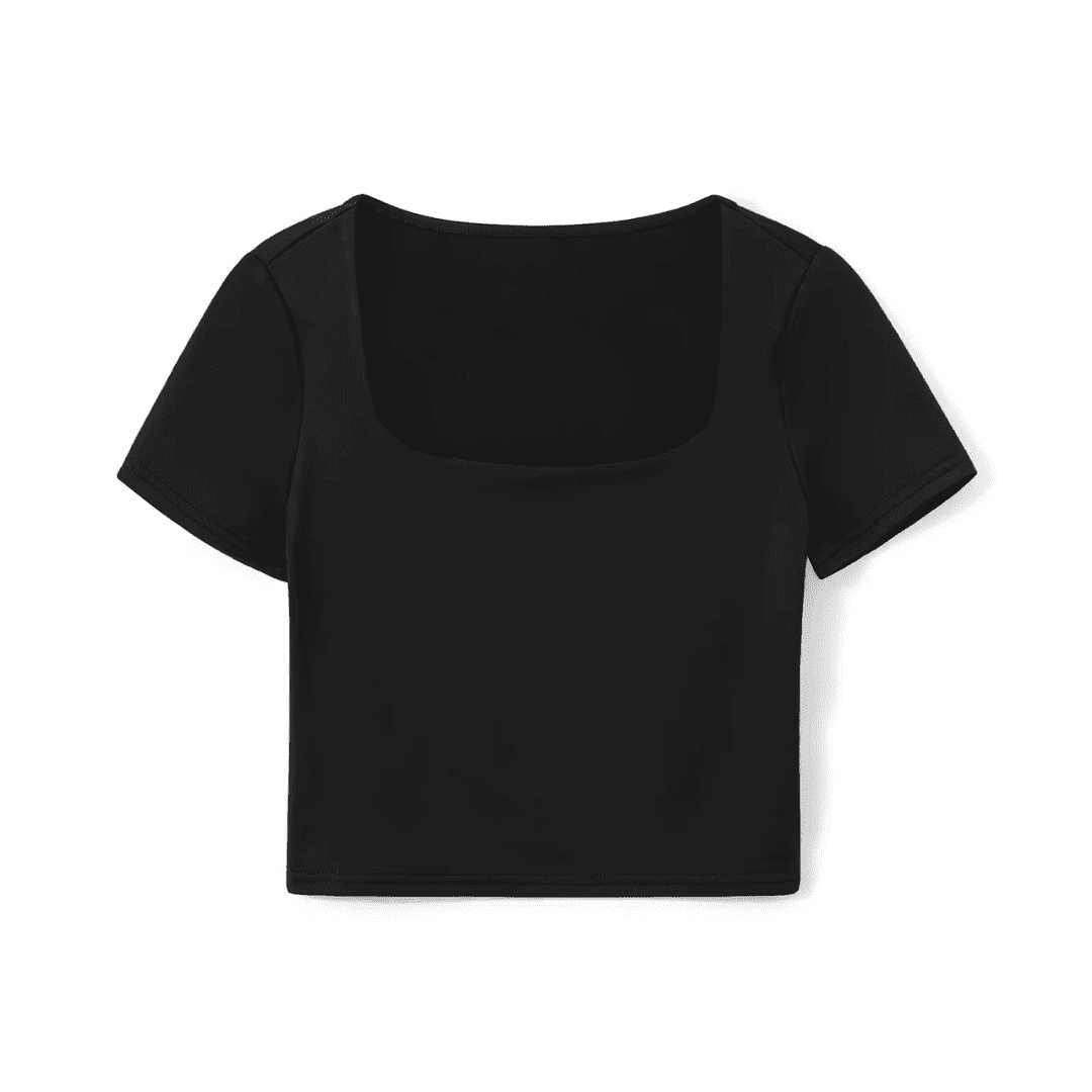 Blusa Feminina Básica Decote Quadrado Manga Curta Erika