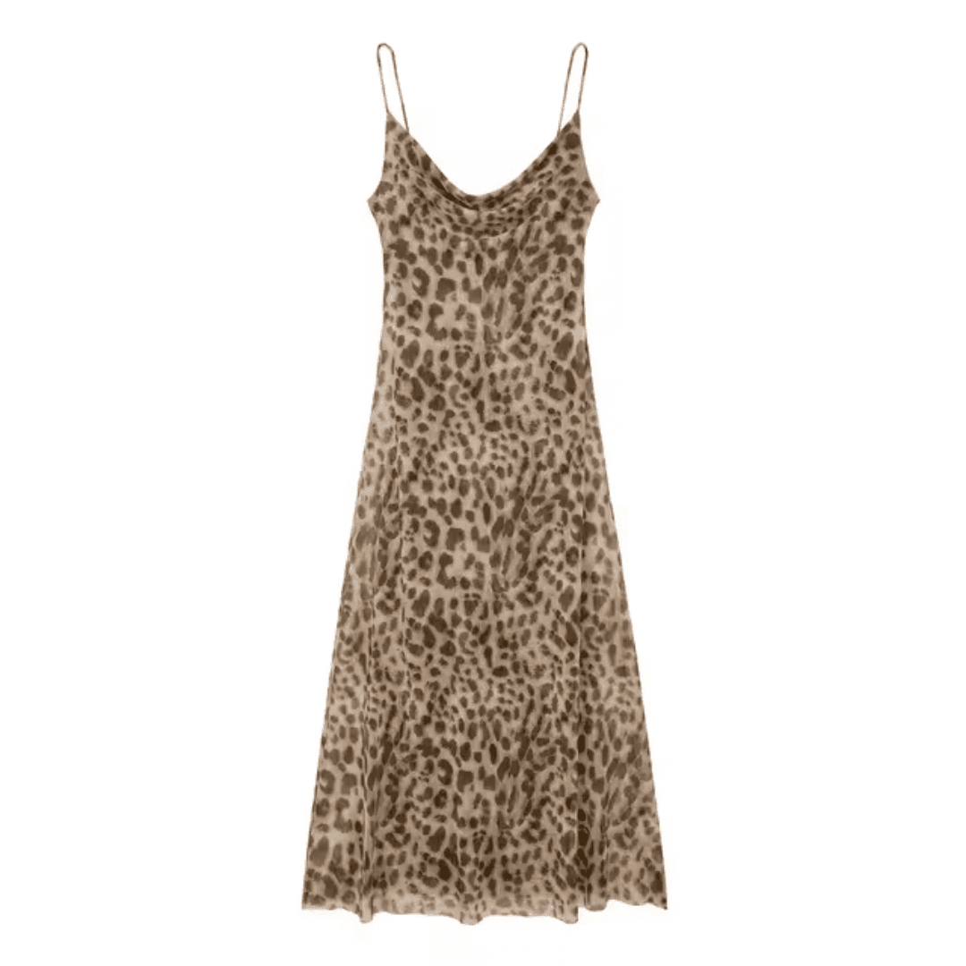 Vestido Feminino Longo Animal Print em Tule