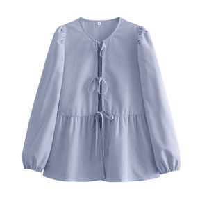 Blusa Feminina Bata com Amarração Manga Comprida Luna