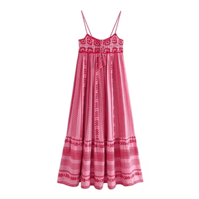 Vestido Feminino Longo com Crochê Cusco