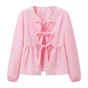 Blusa Feminina Bata com Amarração Manga Comprida Luna