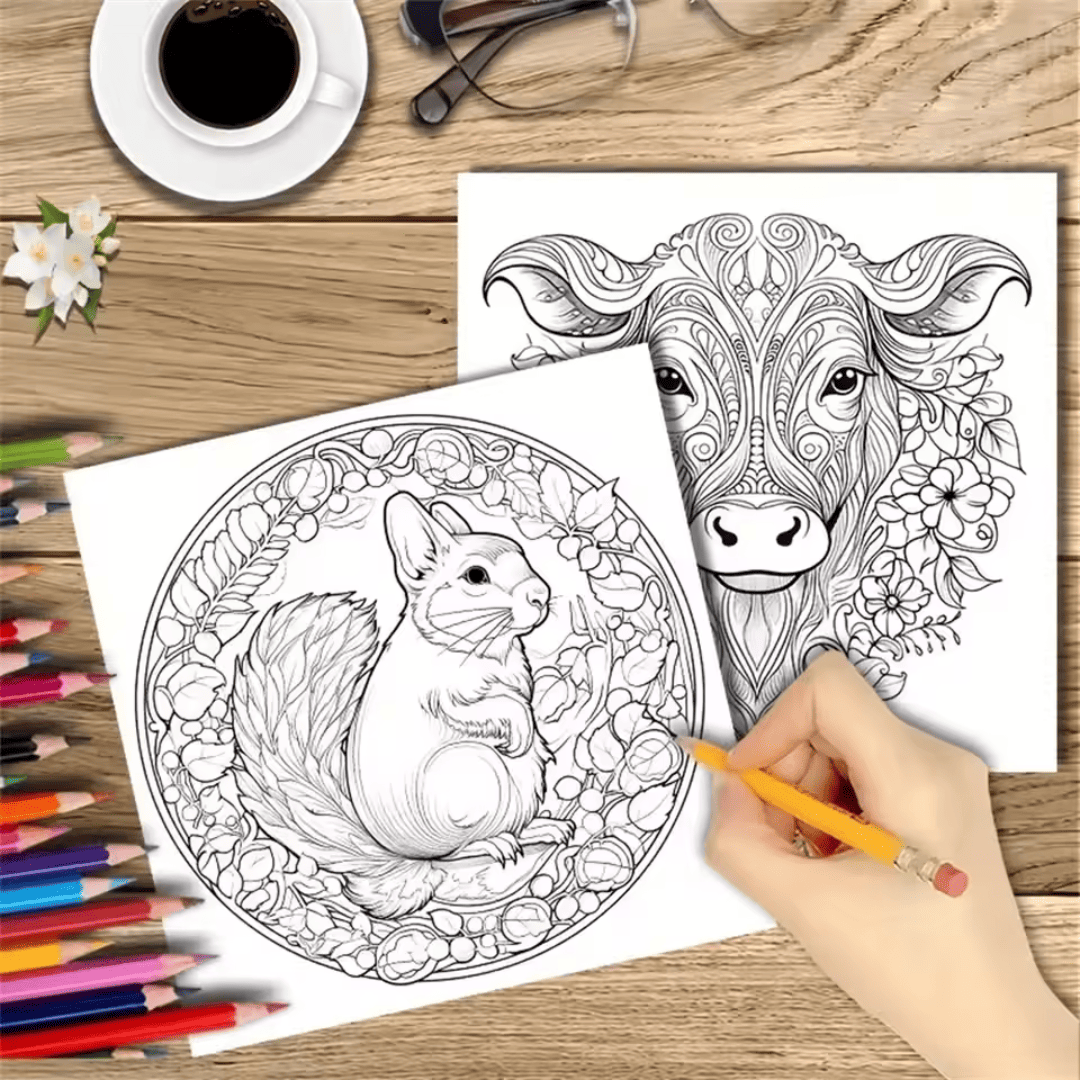 Livro de Colorir Animais Mandala 22 Páginas