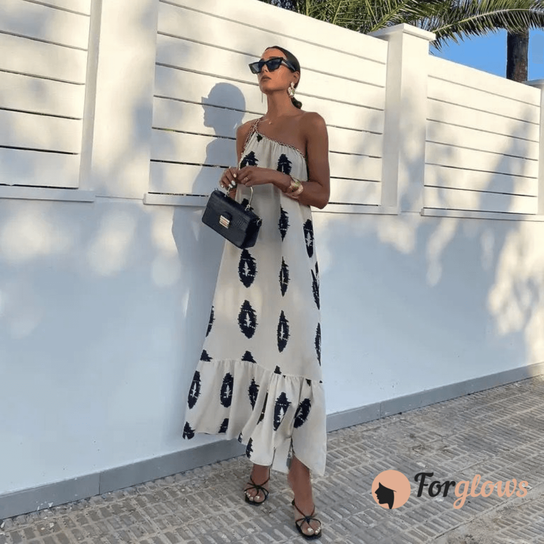 Vestido Feminino Um Ombro Só Boho Karen