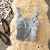 Cropped Feminino Jeans com Bolsos Isa