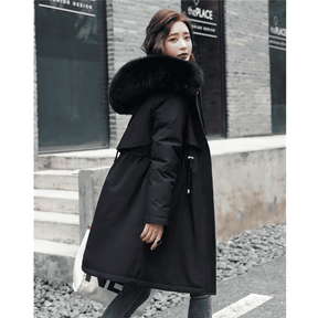 Trench Coat Feminino com Pelúcia e Capuz