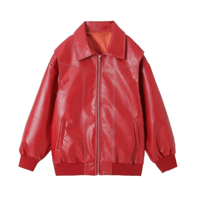 Jaqueta Feminina Bomber Vintage Couro