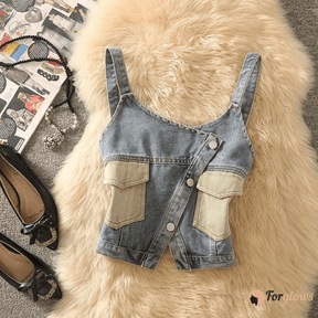 Cropped Feminino Jeans com Bolsos Isa