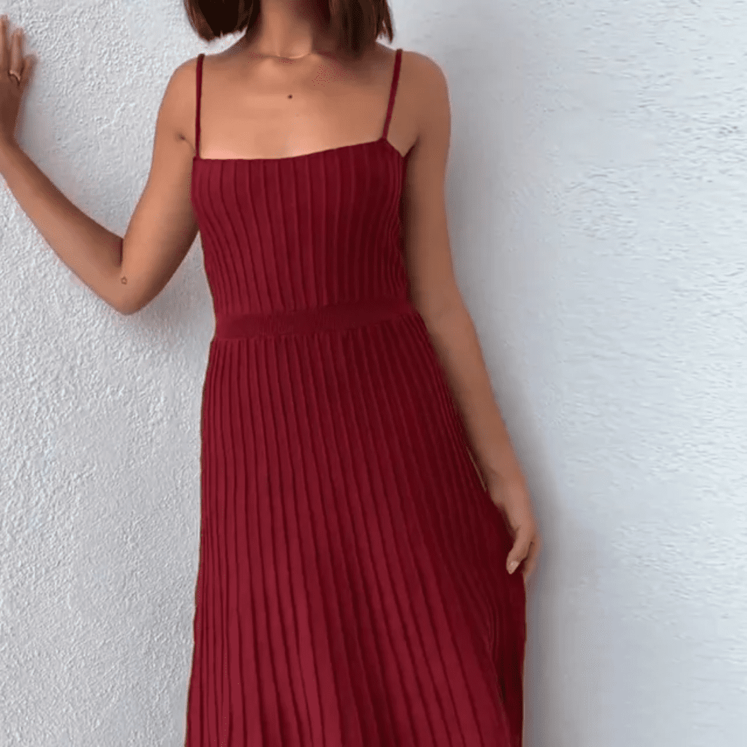 Vestido Feminino Midi Plissado