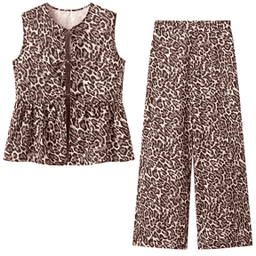 Conjunto Feminino de Blusa e Calça Animal Print