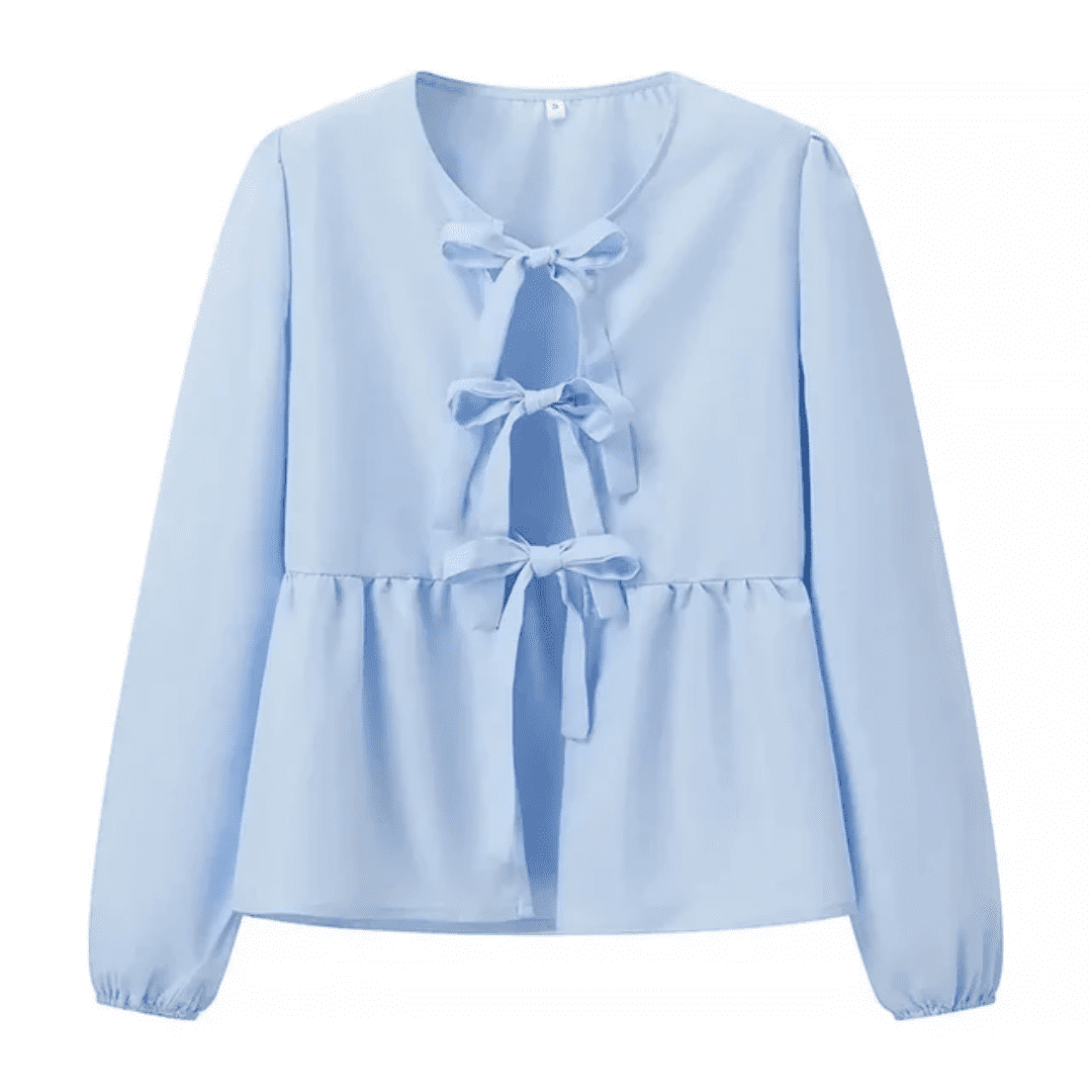 Blusa Feminina Bata com Amarração Manga Comprida Luna