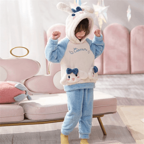 Conjunto Infantil Casaco com Capuz e Calça com Pelúcia Bunny