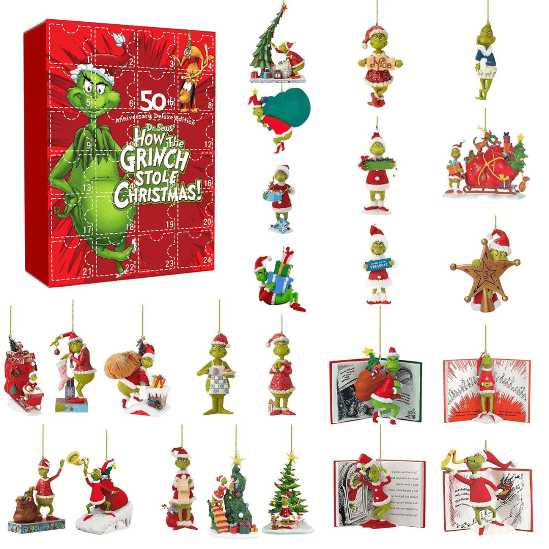 Calendário Contagem Regressiva + Brinquedos Surpresa Grinch