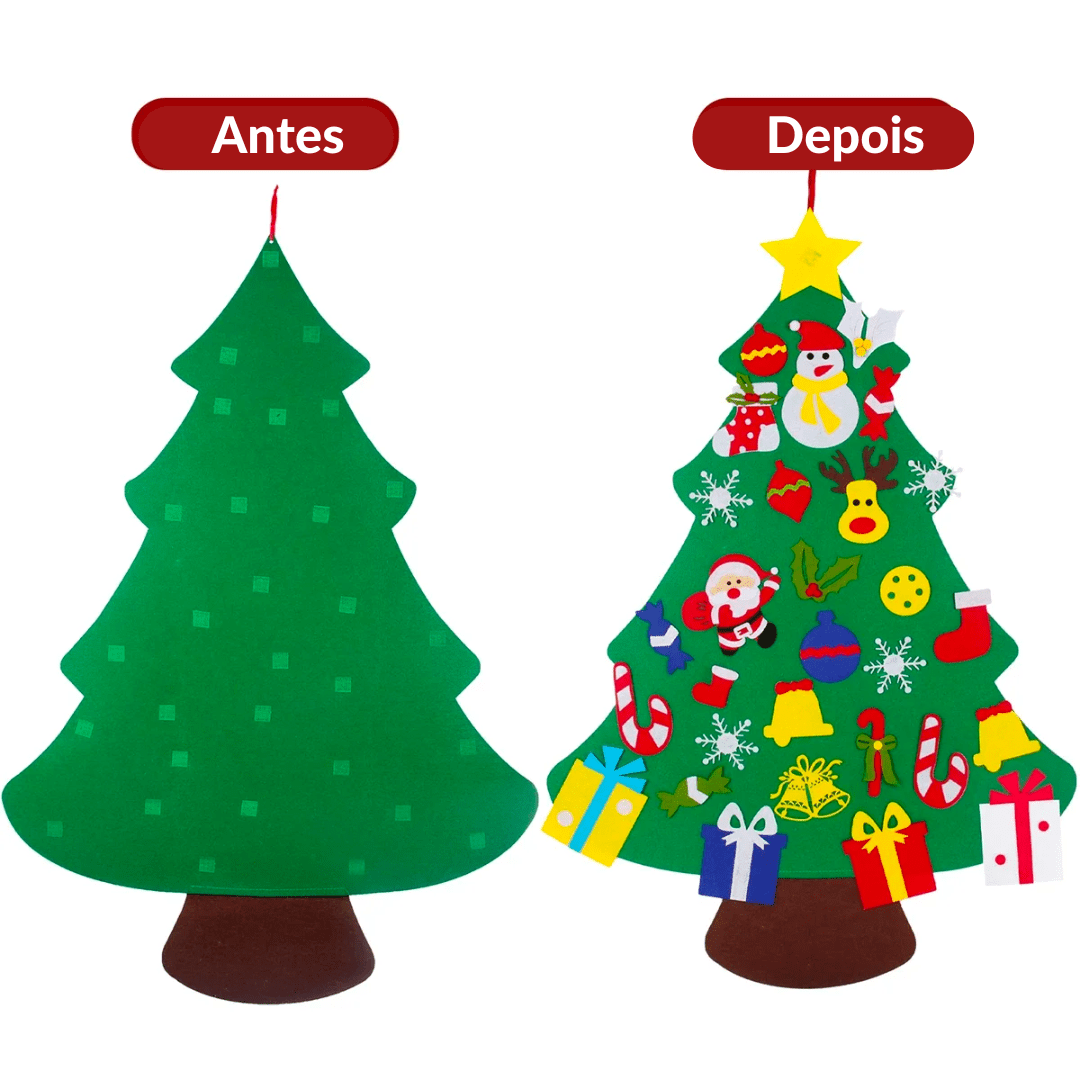 🎄 Conjunto de árvore de Natal de feltro com enfeites Kids