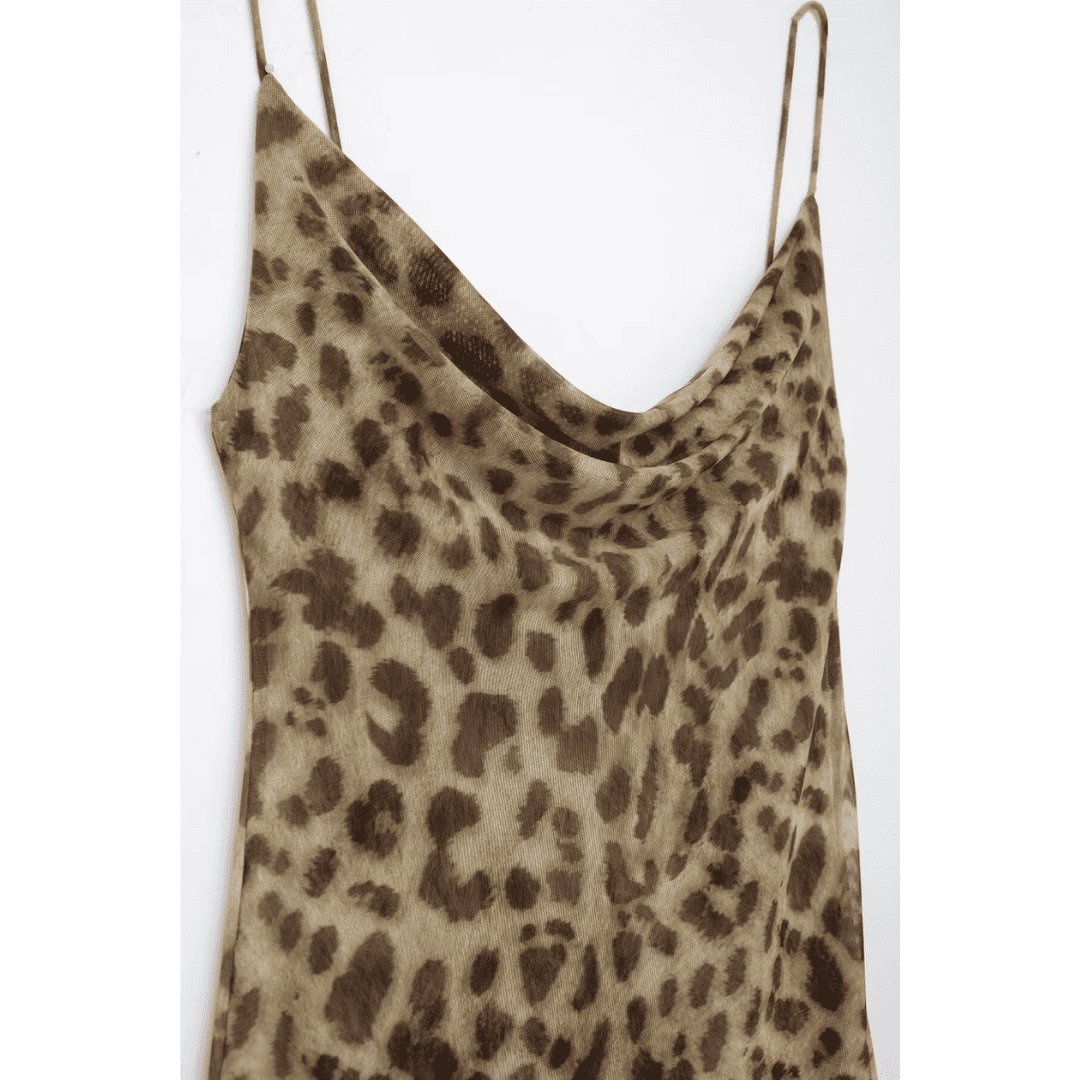 Vestido Feminino Longo Animal Print em Tule