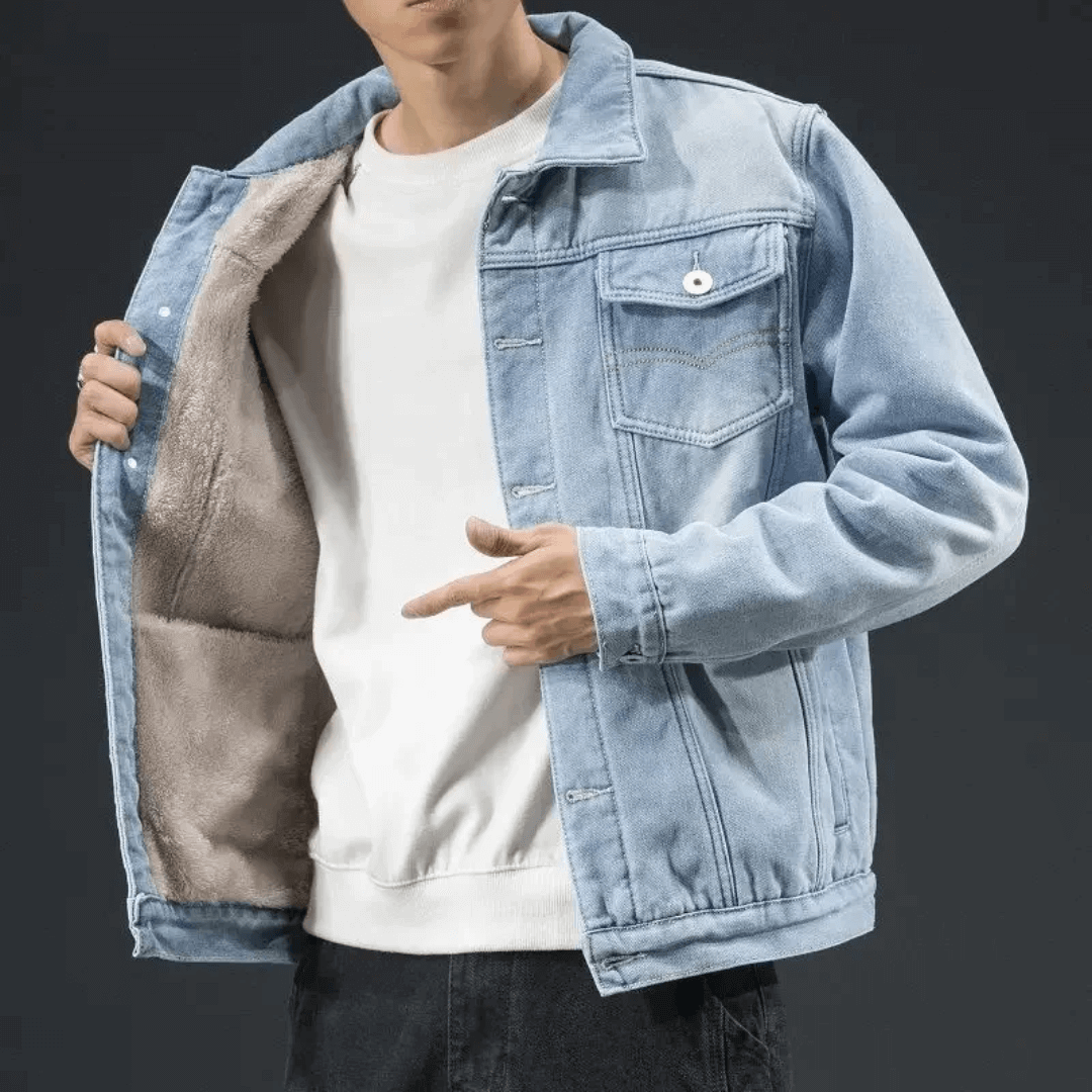 Jaqueta Jeans Masculina Peluciada