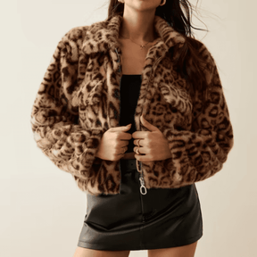 Jaqueta Feminina de Pelos Leopard