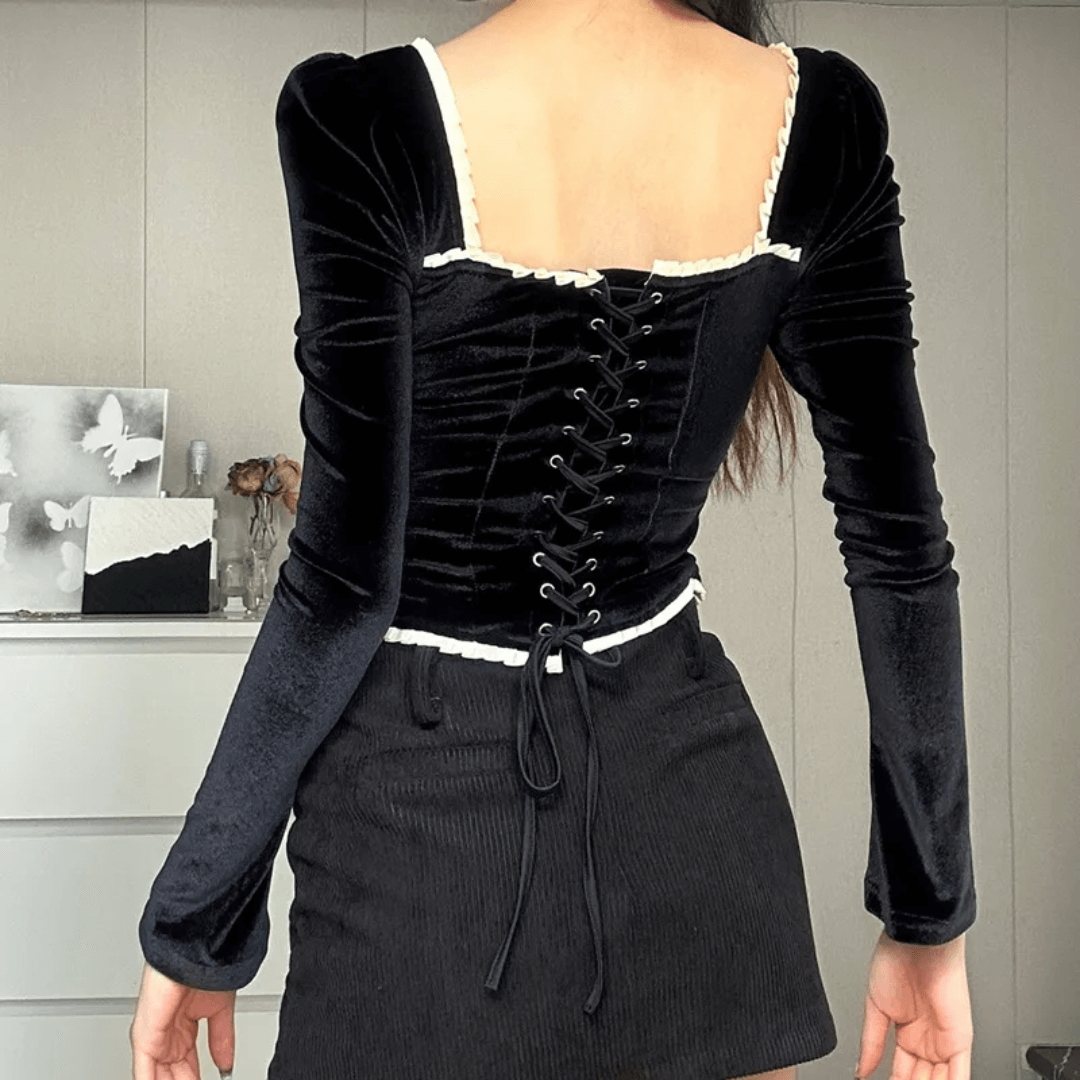 Blusa Feminina Manga Longa de Veludo Paris