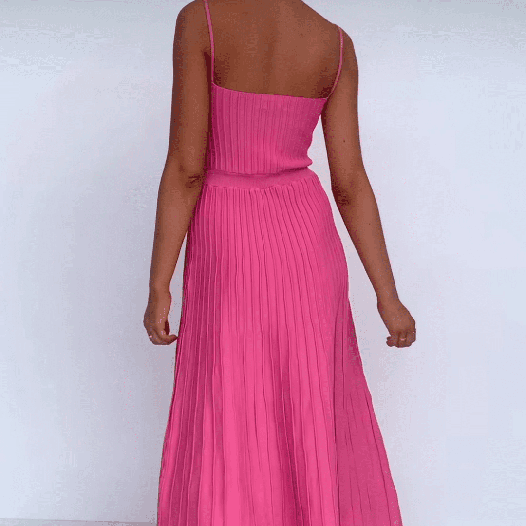 Vestido Feminino Midi Plissado