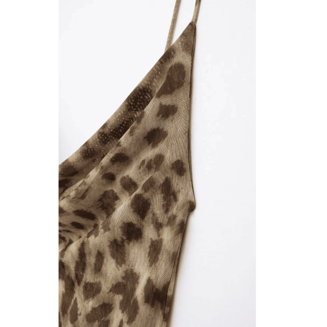 Vestido Feminino Longo Animal Print em Tule