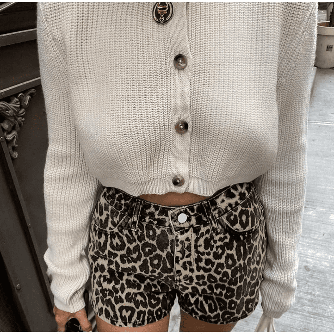 Short Feminino Animal Print Leopard