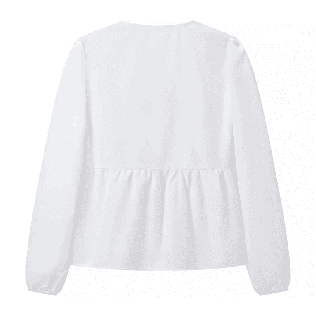 Blusa Feminina Bata com Amarração Manga Comprida Luna