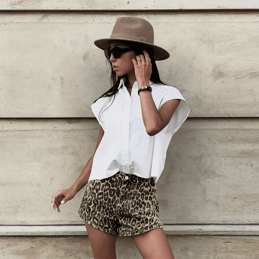 Short Feminino Animal Print Leopard