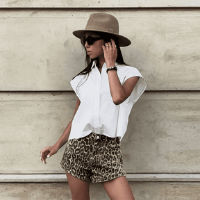 Short Feminino Animal Print Leopard