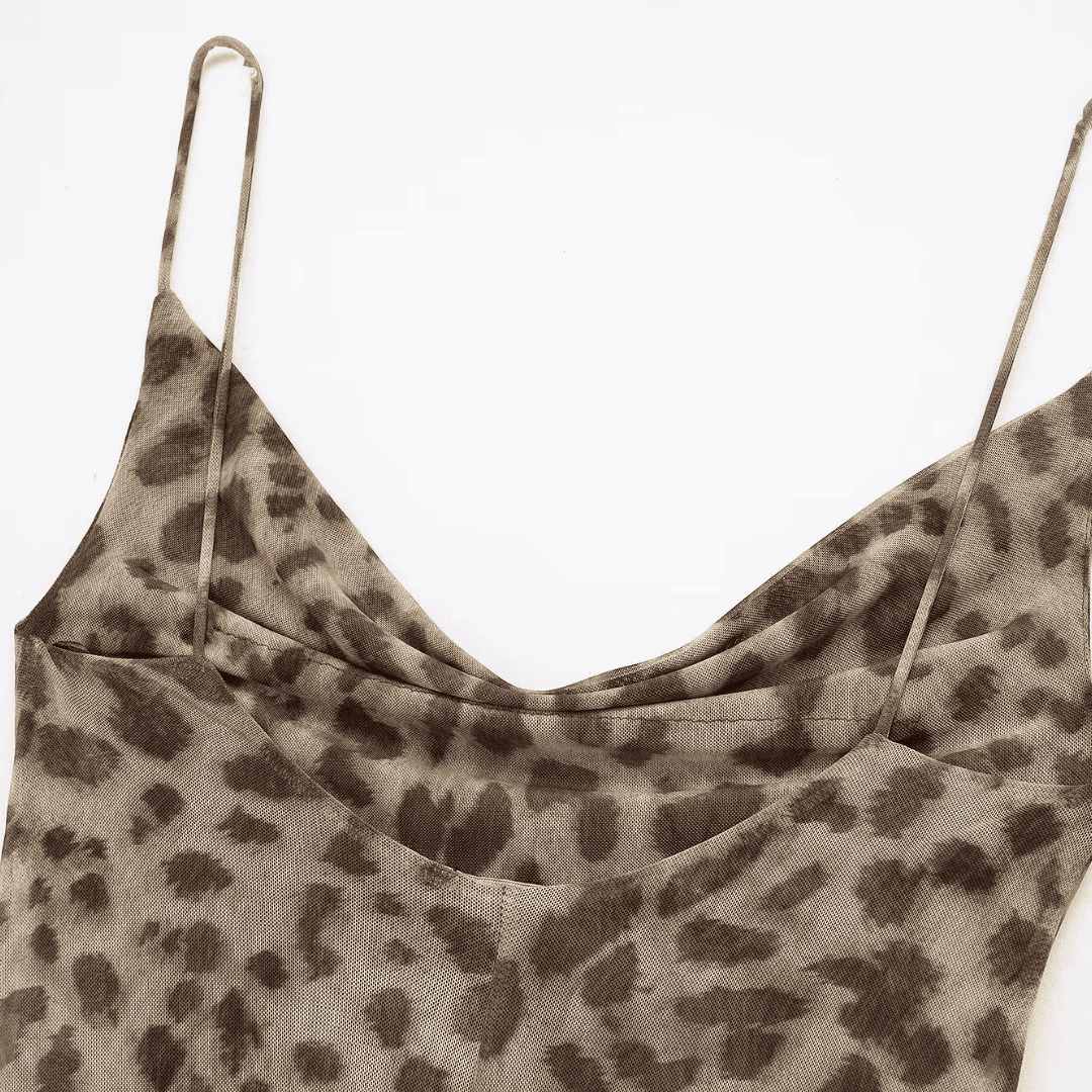 Vestido Feminino Longo Animal Print em Tule