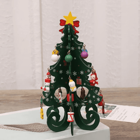 Arvore de Natal Artesanal Decorativa de Mesa em Madeira