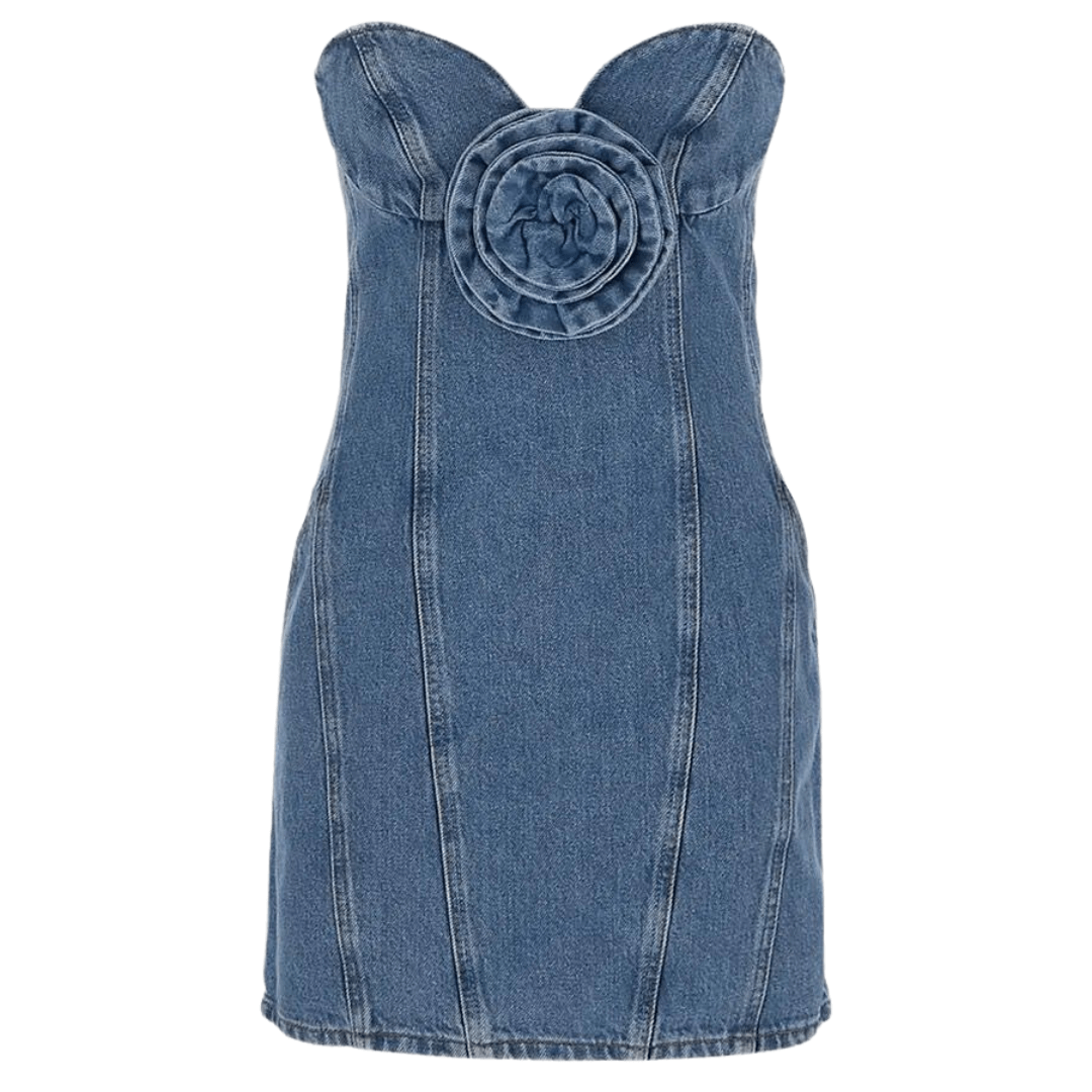 Vestido Feminino Jeans com detalhe de Flor Hailey