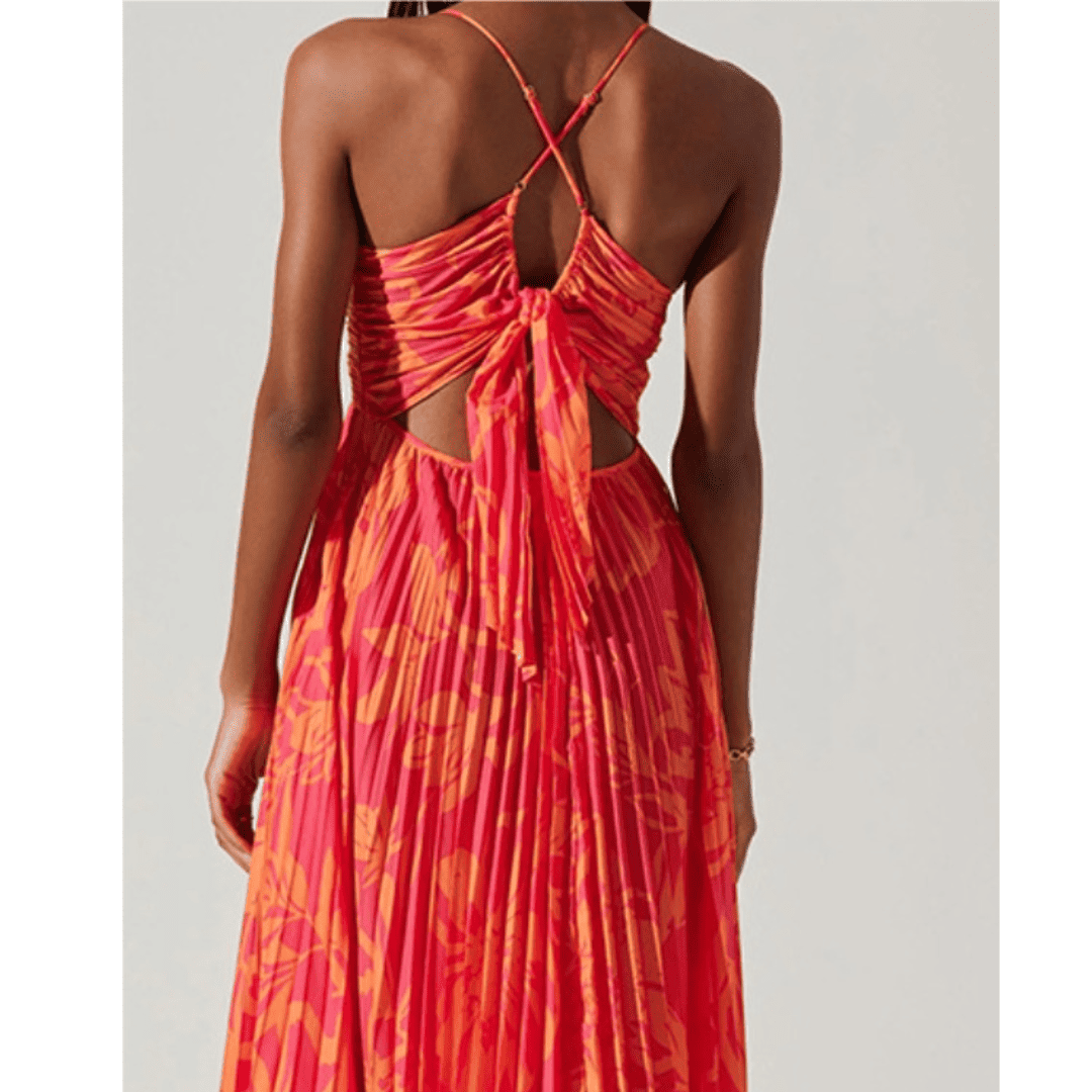 Vestido Feminino Midi Plissado Sunshine