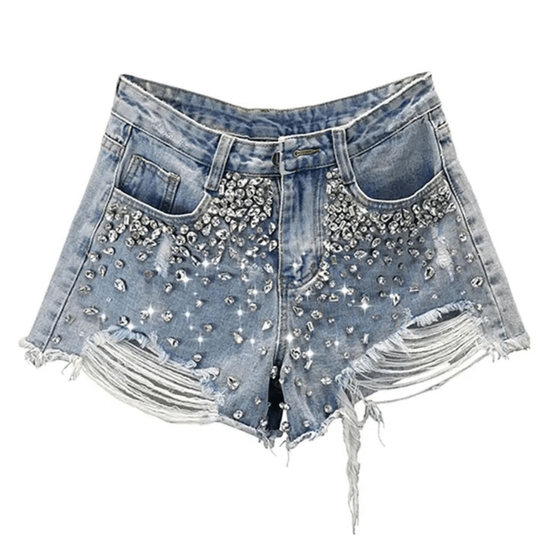 Shorts Feminino Jeans com Pedrarias