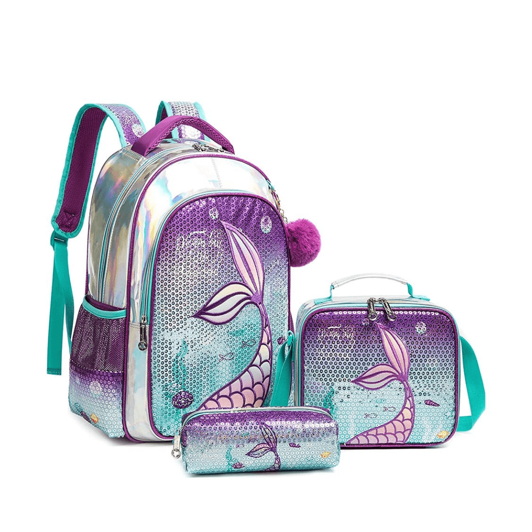 Mochila Mermaid + Lancheira + Estojo