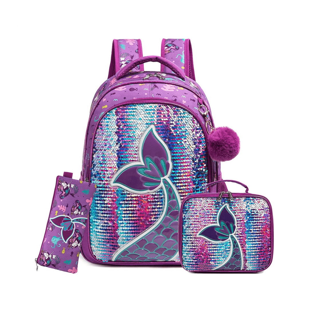 Mochila Mermaid + Lancheira + Estojo